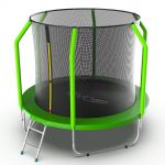 Батут EVO JUMP Cosmo 8ft (зеленый) с внутренней сеткой и лестницей.
