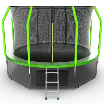 Батут EVO JUMP Cosmo 12ft (зеленый) с внутренней сеткой и лестницей + нижняя сеть. ― ФИТНЕСЦЕНТР.ru
