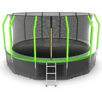Батут EVO JUMP Cosmo 16ft (зеленый) с внутренней сеткой и лестницей + нижняя сеть. ― ФИТНЕСЦЕНТР.ru