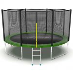 Батут EVO Jump External 12ft с внешней сеткой и лестницей (зеленый/синий).