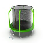 Батут EVO JUMP Cosmo 6ft (зеленый) с внутренней сеткой и лестницей.