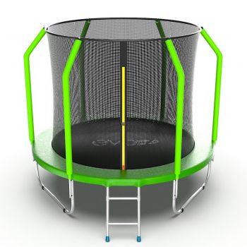 Батут EVO JUMP Cosmo 8ft (зеленый) с внутренней сеткой и лестницей. ― ФИТНЕСЦЕНТР.ru