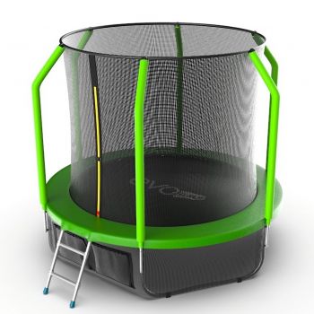 Батут EVO JUMP Cosmo 8ft (зеленый) с внутренней сеткой и лестницей + нижняя сеть. ― ФИТНЕСЦЕНТР.ru