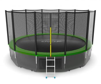 Батут EVO Jump External 16ft с внешней сеткой и лестницей + нижняя сеть (зеленый/синий). ― ФИТНЕСЦЕНТР.ru