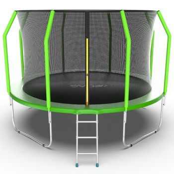 Батут EVO JUMP Cosmo 12ft (зеленый) с внутренней сеткой и лестницей. ― ФИТНЕСЦЕНТР.ru