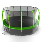 Батут EVO JUMP Cosmo 16ft (зеленый) с внутренней сеткой и лестницей + нижняя сеть.