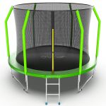 Батут EVO JUMP Cosmo 10ft (зеленый) с внутренней сеткой и лестницей.