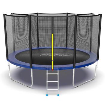 Батут EVO Jump External 12ft с внешней сеткой и лестницей (зеленый/синий). ― ФИТНЕСЦЕНТР.ru