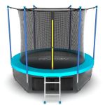 Батут EVO Jump Internal 8ft с внутренней сеткой и лестницей + нижняя сеть (зеленый/синий/волна).