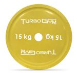 Диск TurboGym стальной с полимерным покрытием для пауэрлифтинга, 15 кг.
