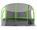 Батут EVO JUMP Cosmo 16ft (зеленый) с внутренней сеткой и лестницей + нижняя сеть.