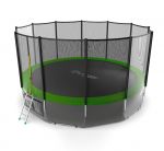 Батут EVO Jump External 16ft с внешней сеткой и лестницей + нижняя сеть (зеленый/синий).