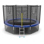 Батут EVO Jump External 12ft с внешней сеткой и лестницей + нижняя сеть (зеленый/синий).