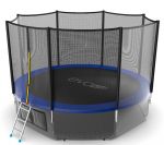 Батут EVO Jump External 12ft с внешней сеткой и лестницей + нижняя сеть (зеленый/синий).