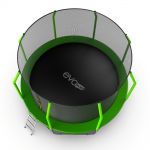 Батут EVO JUMP Cosmo 12ft (зеленый) с внутренней сеткой и лестницей.