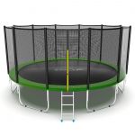Батут EVO Jump External 16ft с внешней сеткой и лестницей (зеленый/синий).