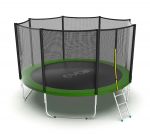 Батут EVO Jump External 12ft с внешней сеткой и лестницей (зеленый/синий).