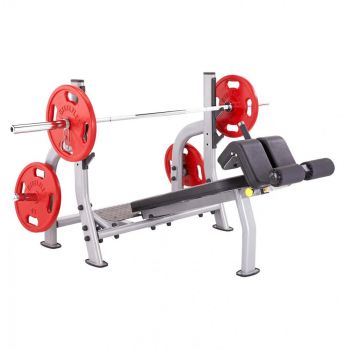 Силовая скамья Steel Flex NОDB с отрицательным углом наклона со стойками для грифов и дисков ― ФИТНЕСЦЕНТР.ru